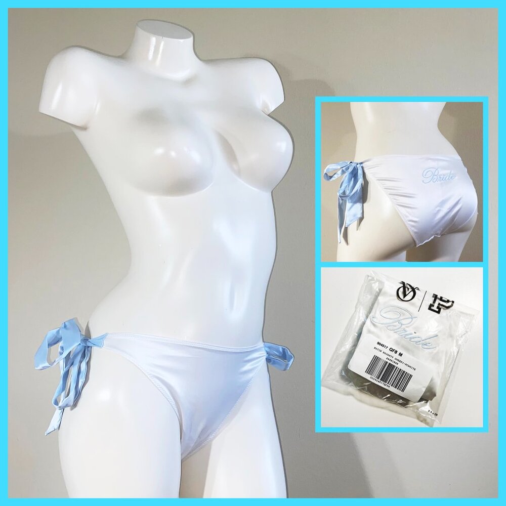 VICTORIA'S SECRET WHITE "BRIDE" SCRIPT MEDIUM CHEEKY BRIDAL PANTIES